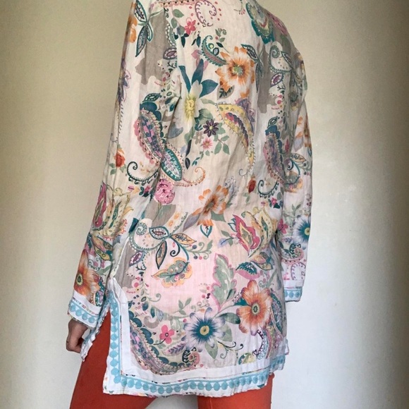 Floral Linen boutique tunic blouse - Picture 2 of 4